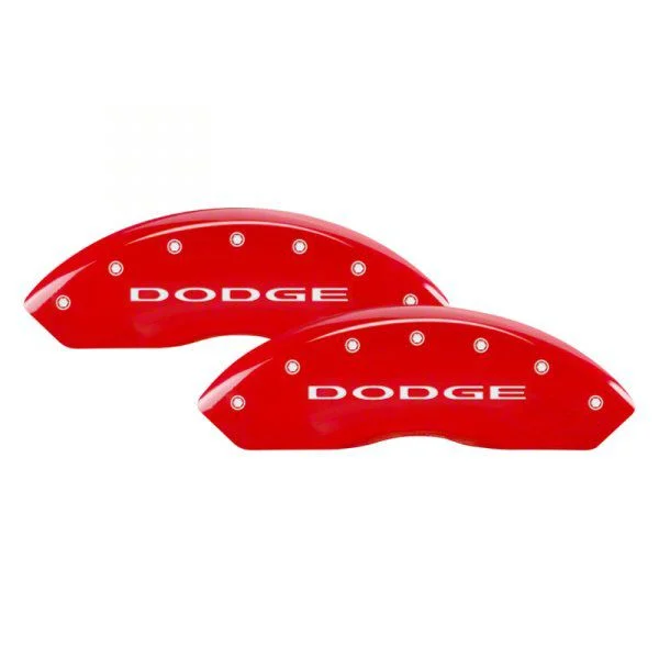 MGP Brake Caliper Covers with Dodge Logo; Red; Front and Rear (2010 RAM 2500)