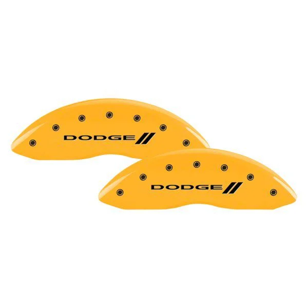 MGP Brake Caliper Covers with Dodge Stripes Logo; Yellow; Front and Rear (2010 RAM 2500)