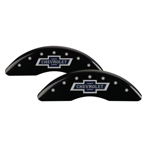 MGP Brake Caliper Covers with 100 Anniversary Chevrolet Logo; Black; Front and Rear (11-19 Silverado 2500 HD)