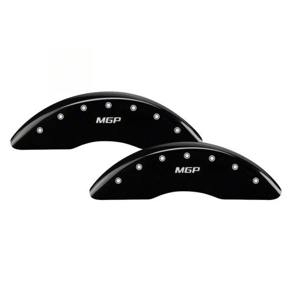 MGP Brake Caliper Covers with MGP Logo; Black; Front and Rear (11-19 Silverado 2500 HD)