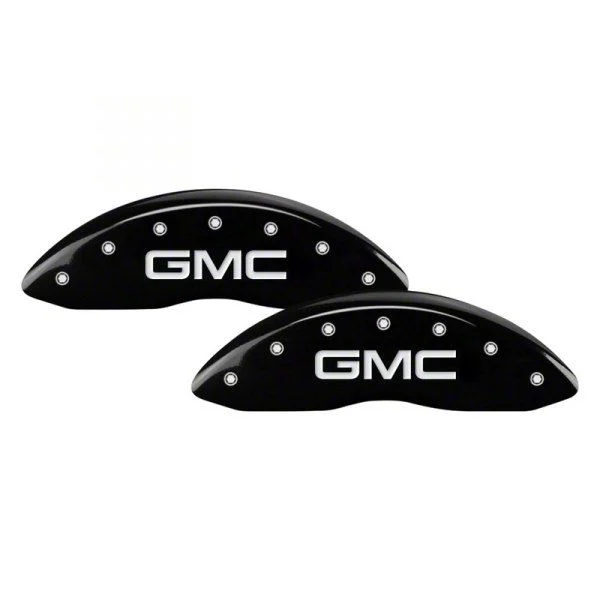 MGP Brake Caliper Covers with GMC Logo; Black; Front and Rear (15-20 Yukon)