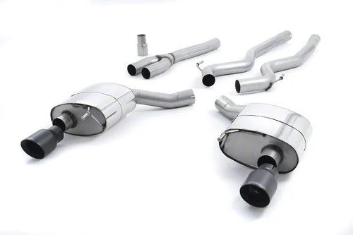 Milltek Dual Outlet Non-Resonated Cat-Back Exhaust System with Cerakote Black Tips (15-23 EcoBoost Mustang Fastback w/o Active Exhaust)