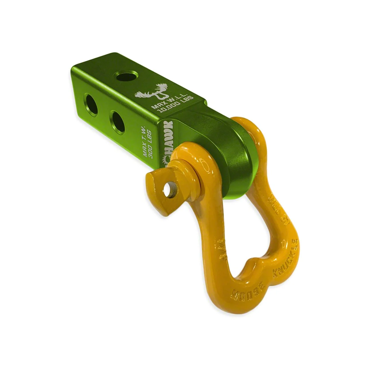 Moose Knuckle Offroad XL Shackle/Mohawk 2.0 Receiver Combo; Bean Green/Detonator Yellow (Universal; Some Adaptation May Be Required)