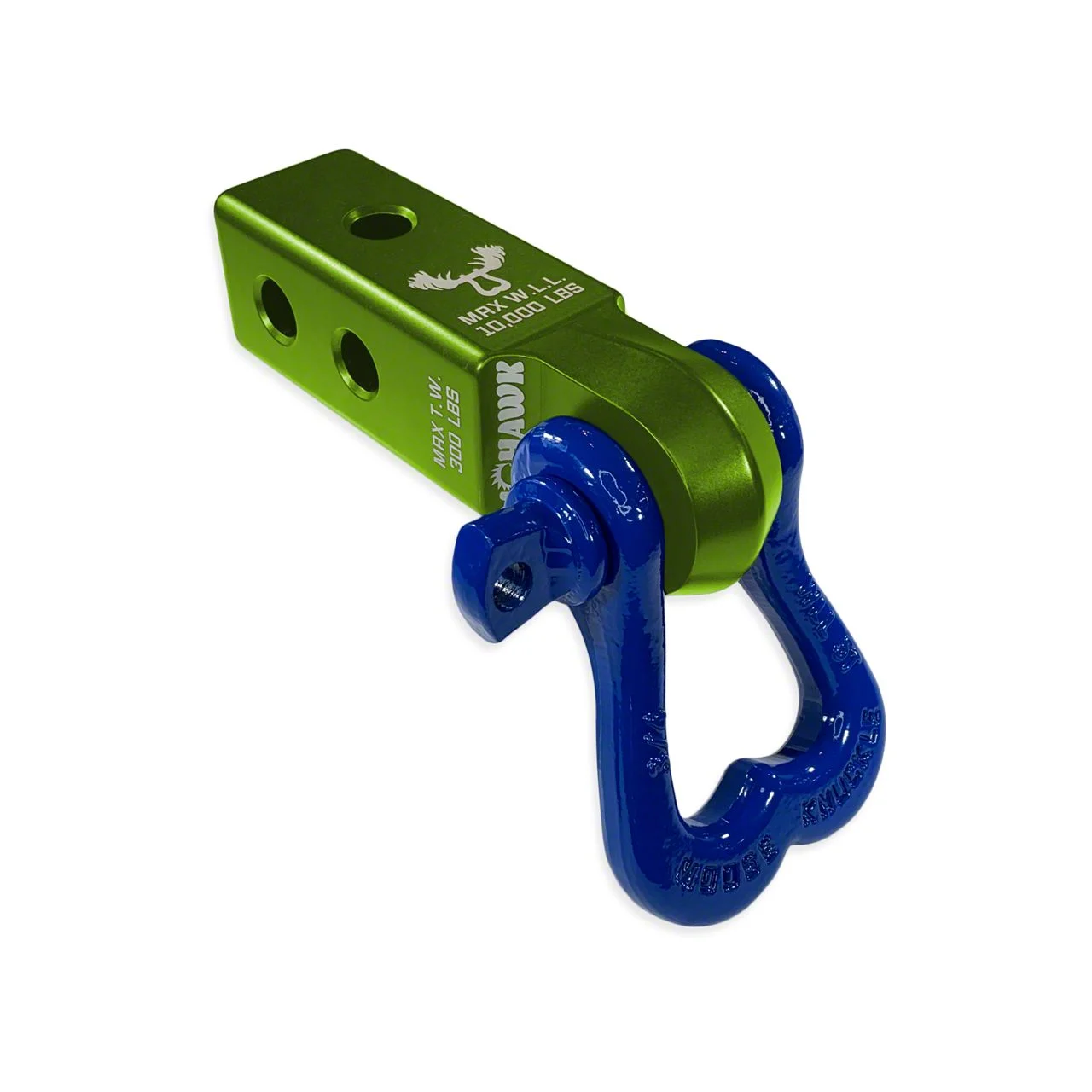 Moose Knuckle Offroad XL Shackle/Mohawk 2.0 Receiver Combo; Bean Green/Blue Balls (Universal; Some Adaptation May Be Required)