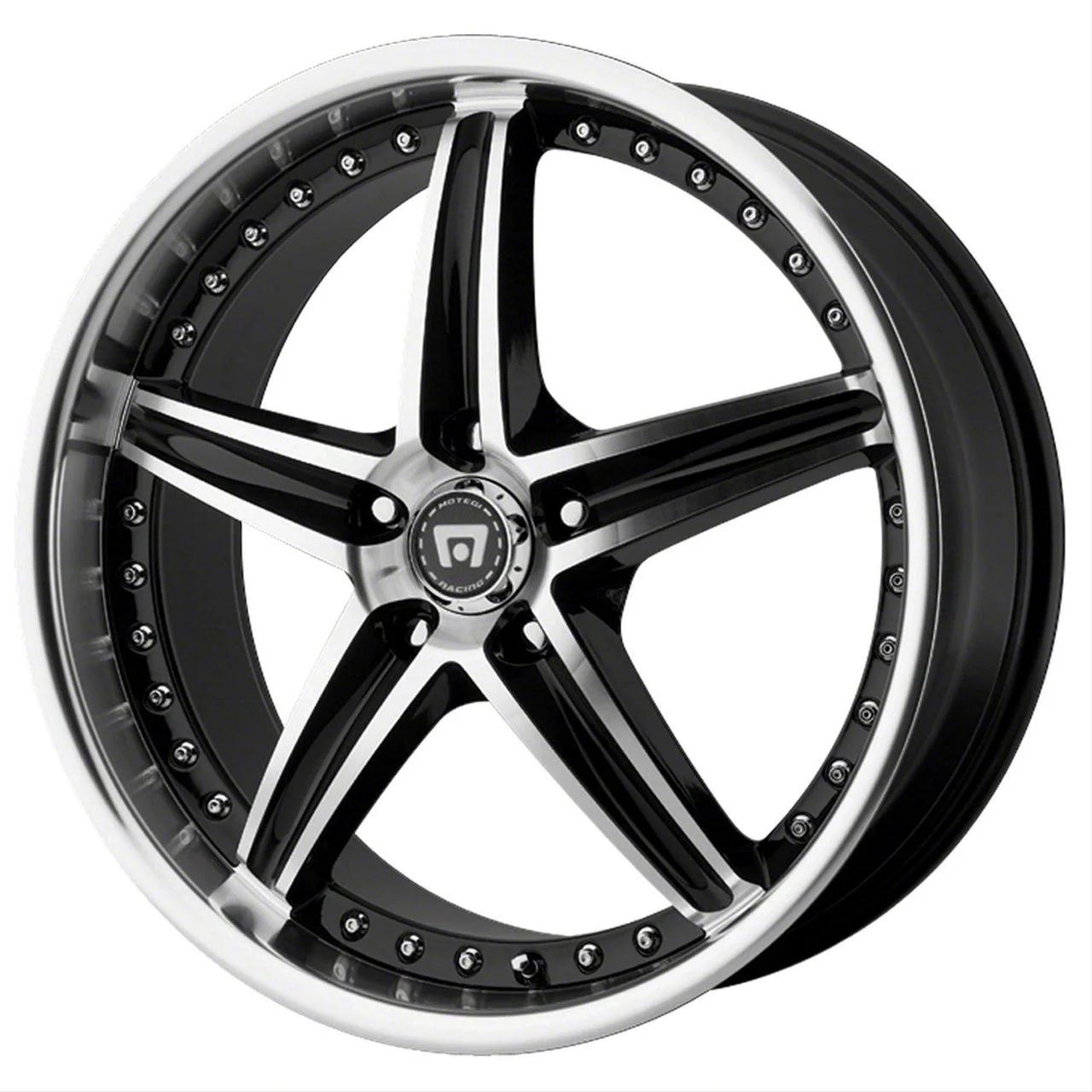 Motegi D5S Gloss Black Machined Wheel; 18x8; 42mm Offset (21-26 Mustang Mach-E, Excluding GT)
