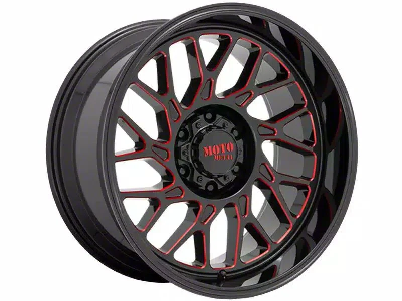 Moto Metal MO805 Gloss Black Milled with Red Tint 6-Lug Wheel; 20x10; -18mm Offset (07-13 Sierra 1500)