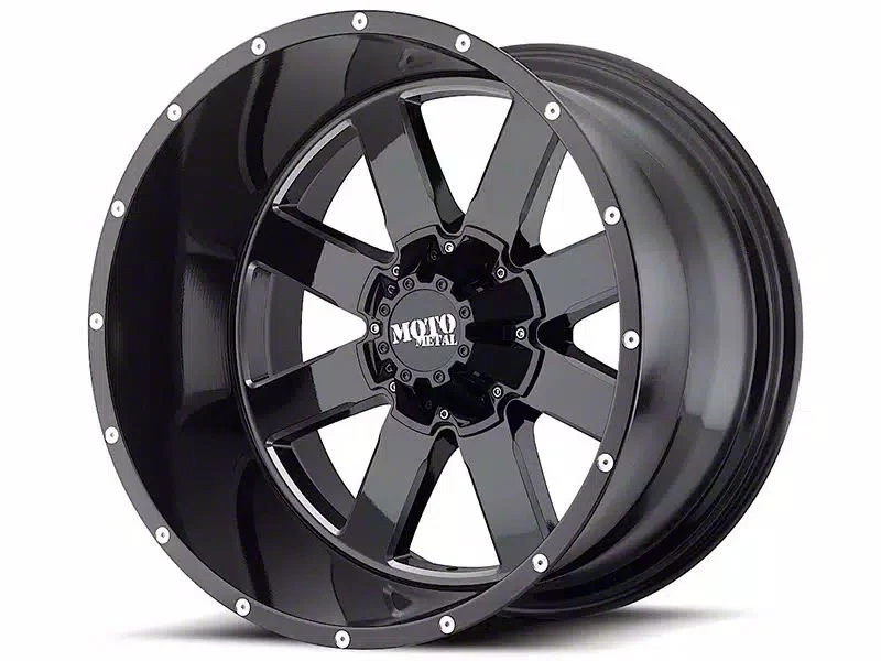 Moto Metal MO962 Gloss Black Milled 8-Lug Wheel; 20x12; -44mm Offset (11-16 F-350 Super Duty SRW)