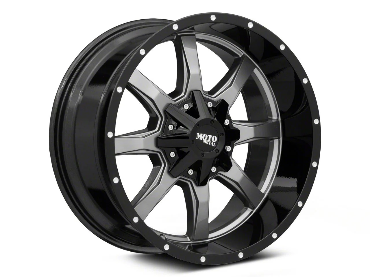 Moto Metal MO970 Gloss Gray Center with Gloss Black Lip 6-Lug Wheel; 20x10; -18mm Offset (15-20 Tahoe)