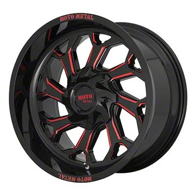 Moto Metal MO999 Gloss Black Milled with Red Tint 6-Lug Wheel; 20x10; -18mm Offset (15-20 Tahoe)