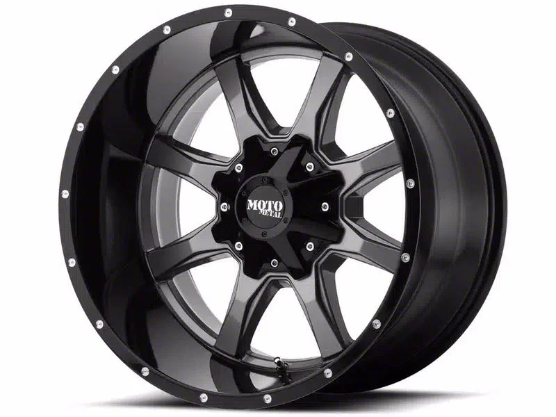 Moto Metal MO970 Gloss Gray with Gloss Black Lip 8-Lug Wheel; 17x9; -12mm Offset (19-26 RAM 2500)