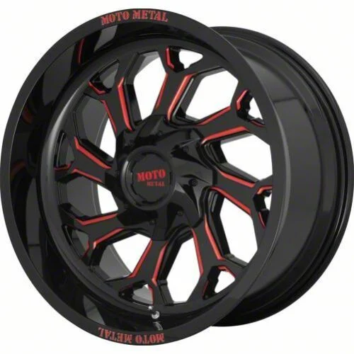 Moto Metal MO999 Gloss Black Milled with Red Tint 6-Lug Wheel; 22x12; -44mm Offset (19-23 Ranger)