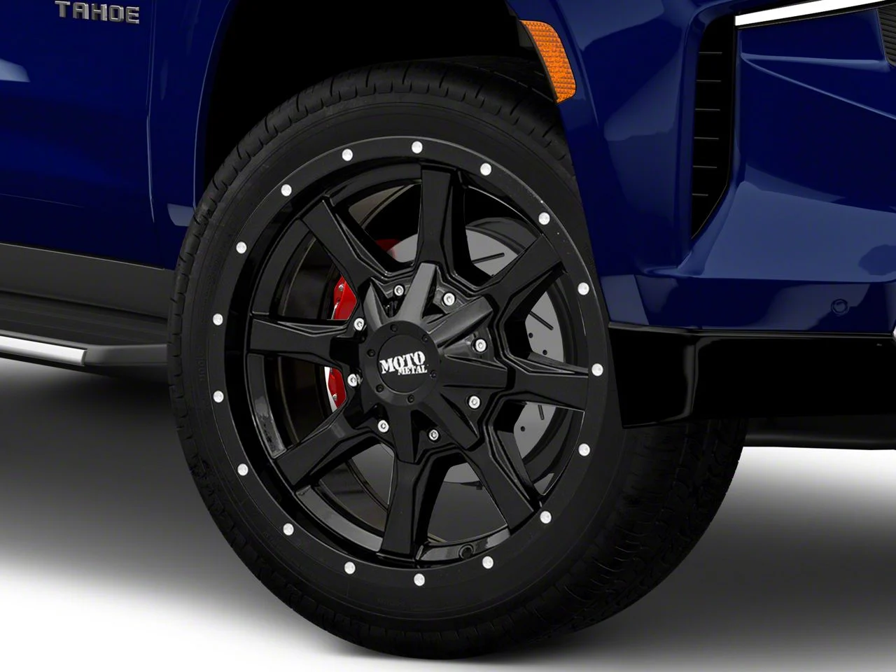 Moto Metal MO970 Gloss Black with Milled Lip 6-Lug Wheel; 22x10; -18mm Offset (21-26 Tahoe)