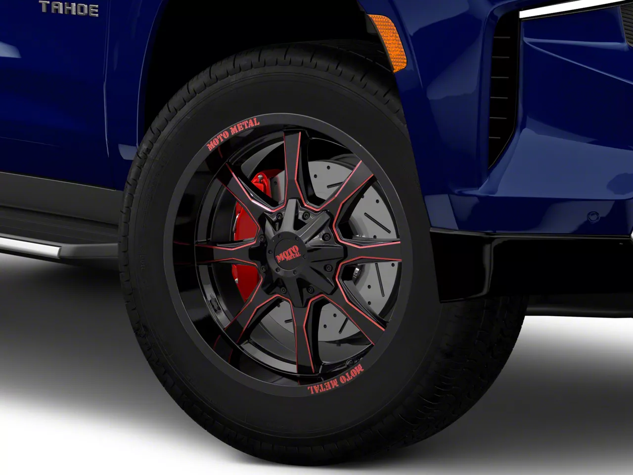 Moto Metal MO970 Gloss Black Milled with Red Tint 6-Lug Wheel; 20x10; -18mm Offset (21-26 Tahoe)