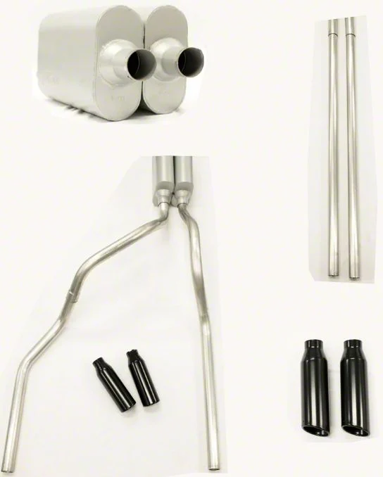 MPI Exhaust Technologies 2.25-Inch Dual Exhaust System with Performance Series Muffler and Black Tips; Rear Exit (11-26 3.5L EcoBoost F-150, Excluding Raptor, Tremor & 19-20 Limited)