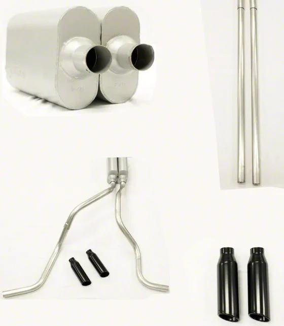 MPI Exhaust Technologies 2.25-Inch Dual Exhaust System with Performance Series Muffler and Black Tips; Side Exit (11-26 5.0L F-150, Excluding Tremor)