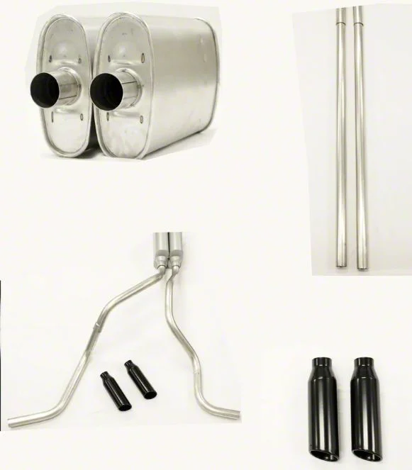MPI Exhaust Technologies 2.50-Inch Dual Exhaust System with Turbo Series Muffler and Black Tips; Side Exit (20-26 6.6L Gas Silverado 2500 HD)