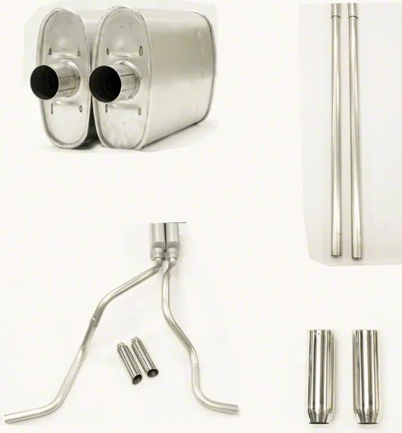 MPI Exhaust Technologies 2.50-Inch Dual Exhaust System with Turbo Series Muffler and Chrome Tips; Side Exit (20-26 6.6L Gas Silverado 2500 HD)