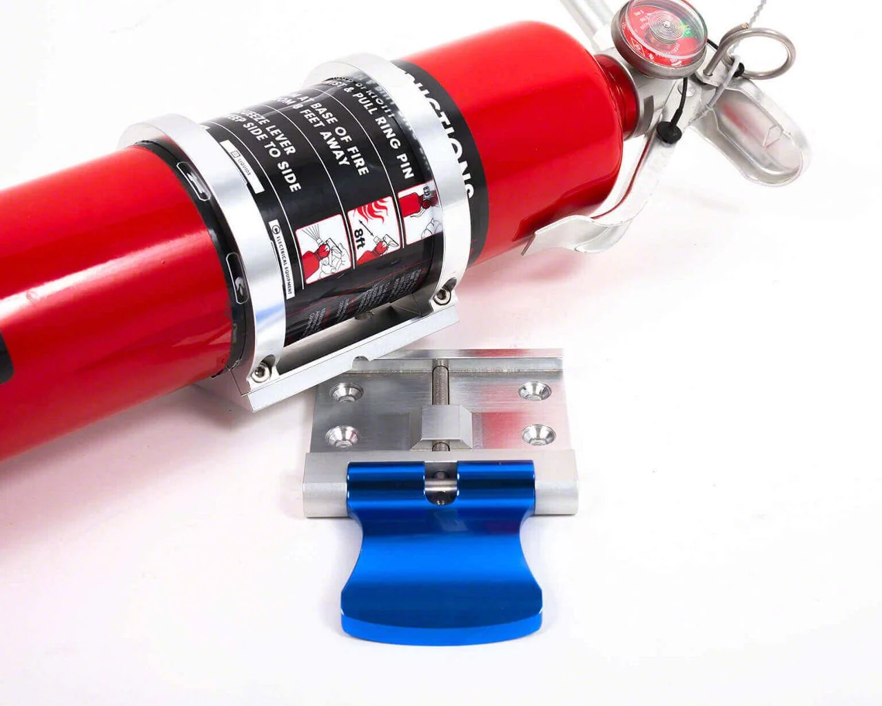 Cam-Lock Fire Extinguisher Quick Release; 3-Inch Diameter; Red Tab; Black Bracket (Universal; Some Adaptation May Be Required)