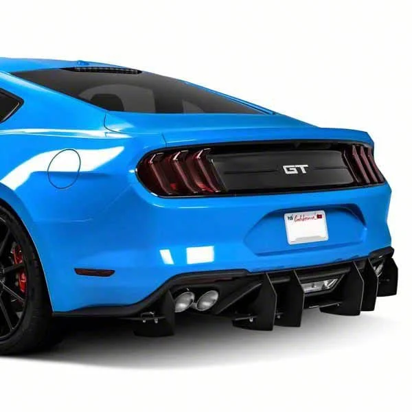 Centa VR2 Rear Diffuser; Dry Carbon Fiber Vinyl (18-23 Mustang GT; 19-23 Mustang EcoBoost w/ Active Exhaust)