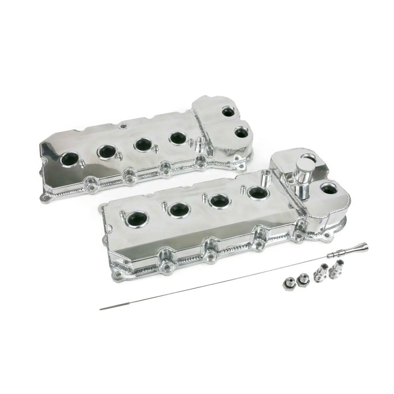 Top Street Performance Fabricated Aluminum Valve Covers; Polished (11-17 Mustang GT)