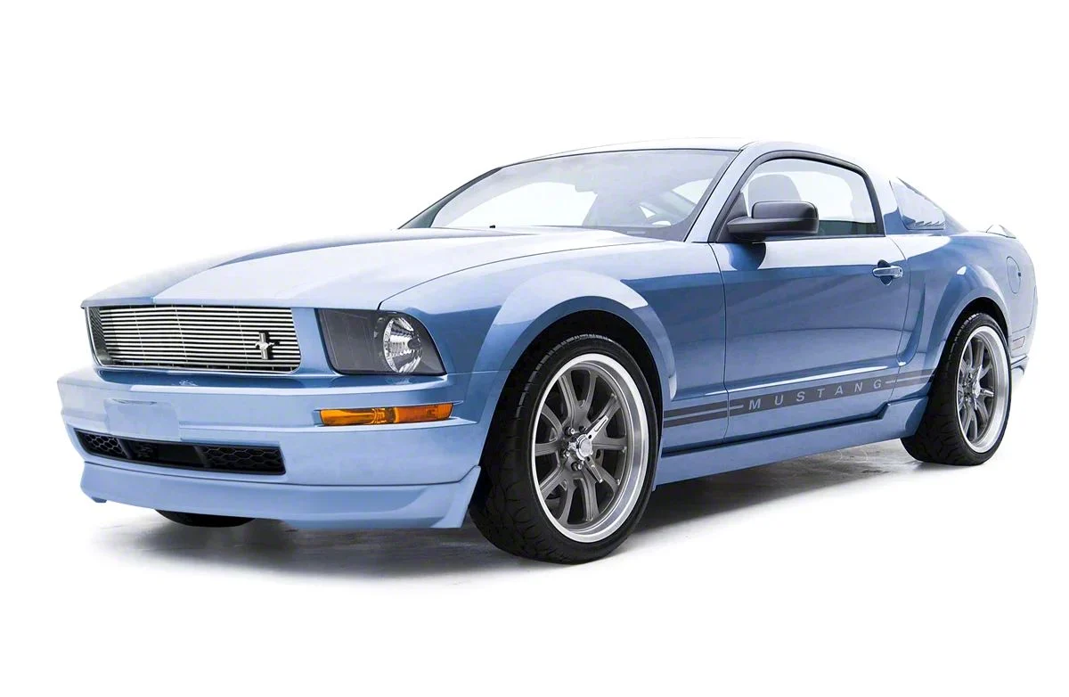 Ground Effects Kit with Single Exhaust Cutout; Unpainted (05-09 Mustang V6)