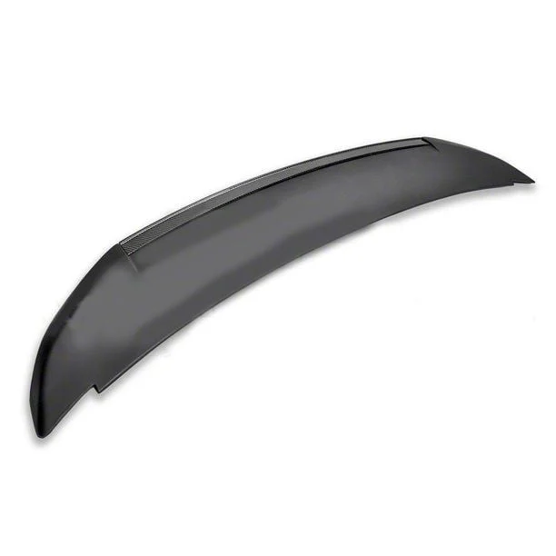 GT500 Style Rear Spoiler with Carbon Fiber Middle Trim; Unpainted (10-14 Mustang)
