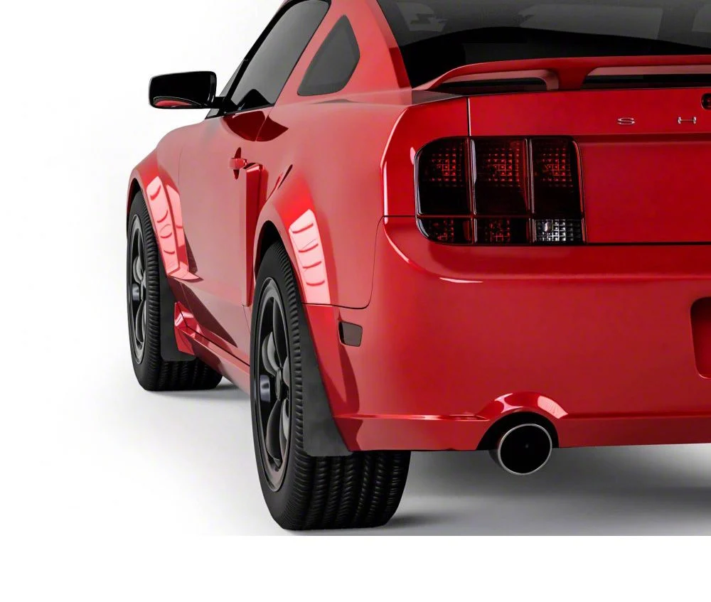 Mud Flaps; Front and Rear; Gloss Carbon Fiber Vinyl (05-09 Mustang GT, V6)