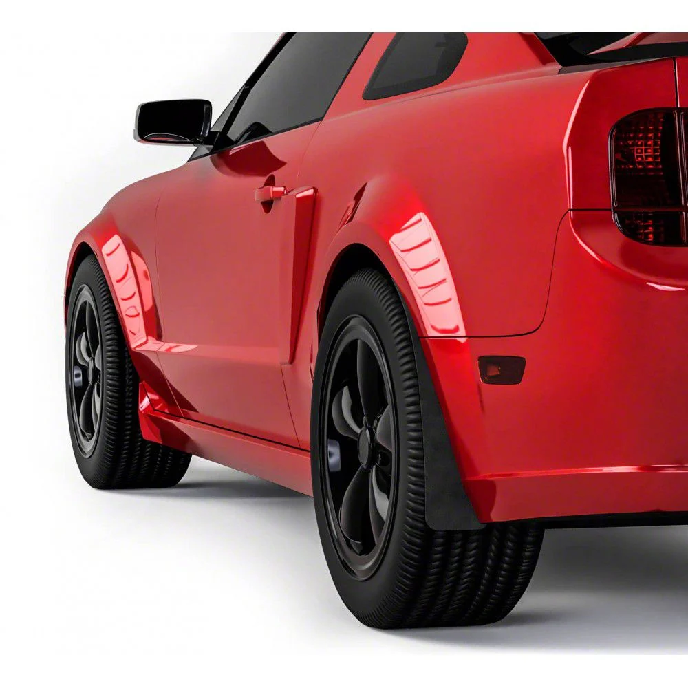 Mud Flaps; Rear; Gloss Carbon Fiber Vinyl (05-09 Mustang GT, V6)