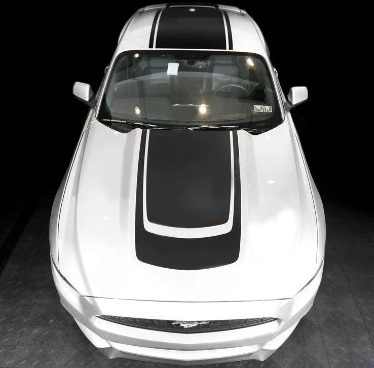 Over-The-Top Sport Stripes; Gloss Black (13-14 Mustang GT, V6)