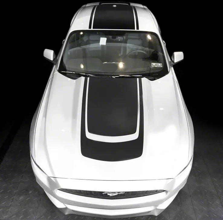 Over-The-Top Sport Stripes; Matte Black (13-14 Mustang GT, V6)