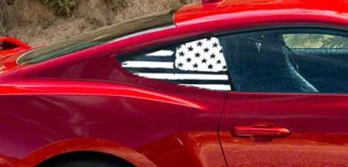 Quarter Window American Flag Decals; Red (24-26 Mustang Fastback)
