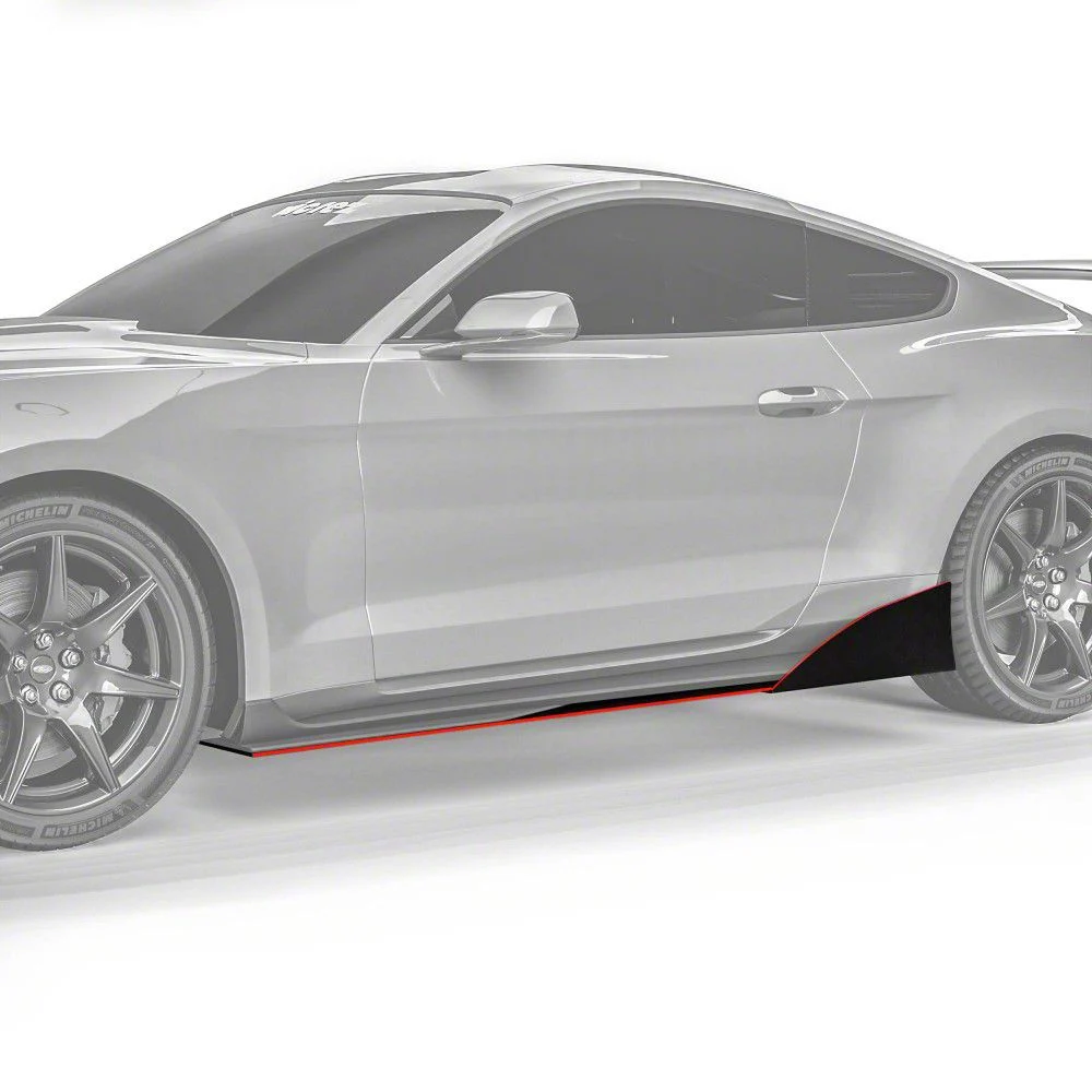 VZR1 Style Side Skirt Splitters; Carbon Flash Metallic Vinyl (15-23 Mustang GT, EcoBoost, V6)