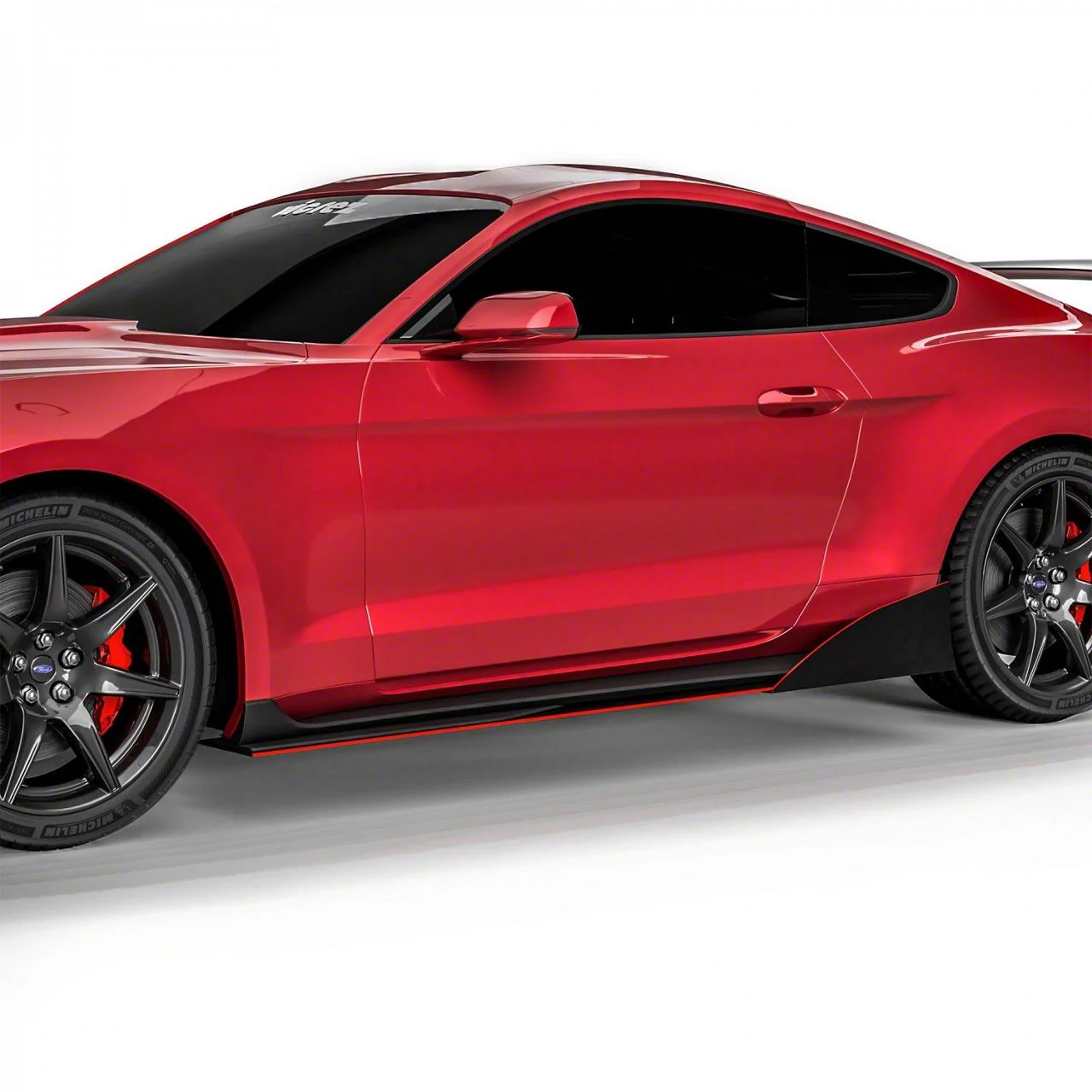 VZR1 Style Side Skirt Splitters; Matte Black Vinyl (15-23 Mustang GT, EcoBoost, V6)