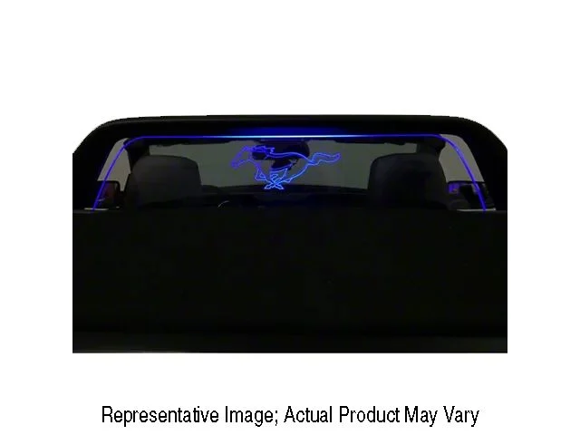 Wind Deflector with Running Pony; Clear; Blue Lighting Kit (15-23 Mustang Fastback)