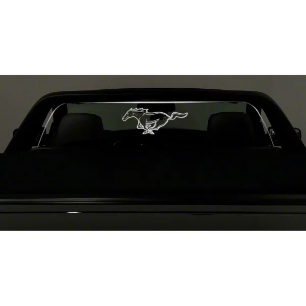 Wind Deflector with Running Pony; Clear; White Lighting Kit (15-23 Mustang Convertible)