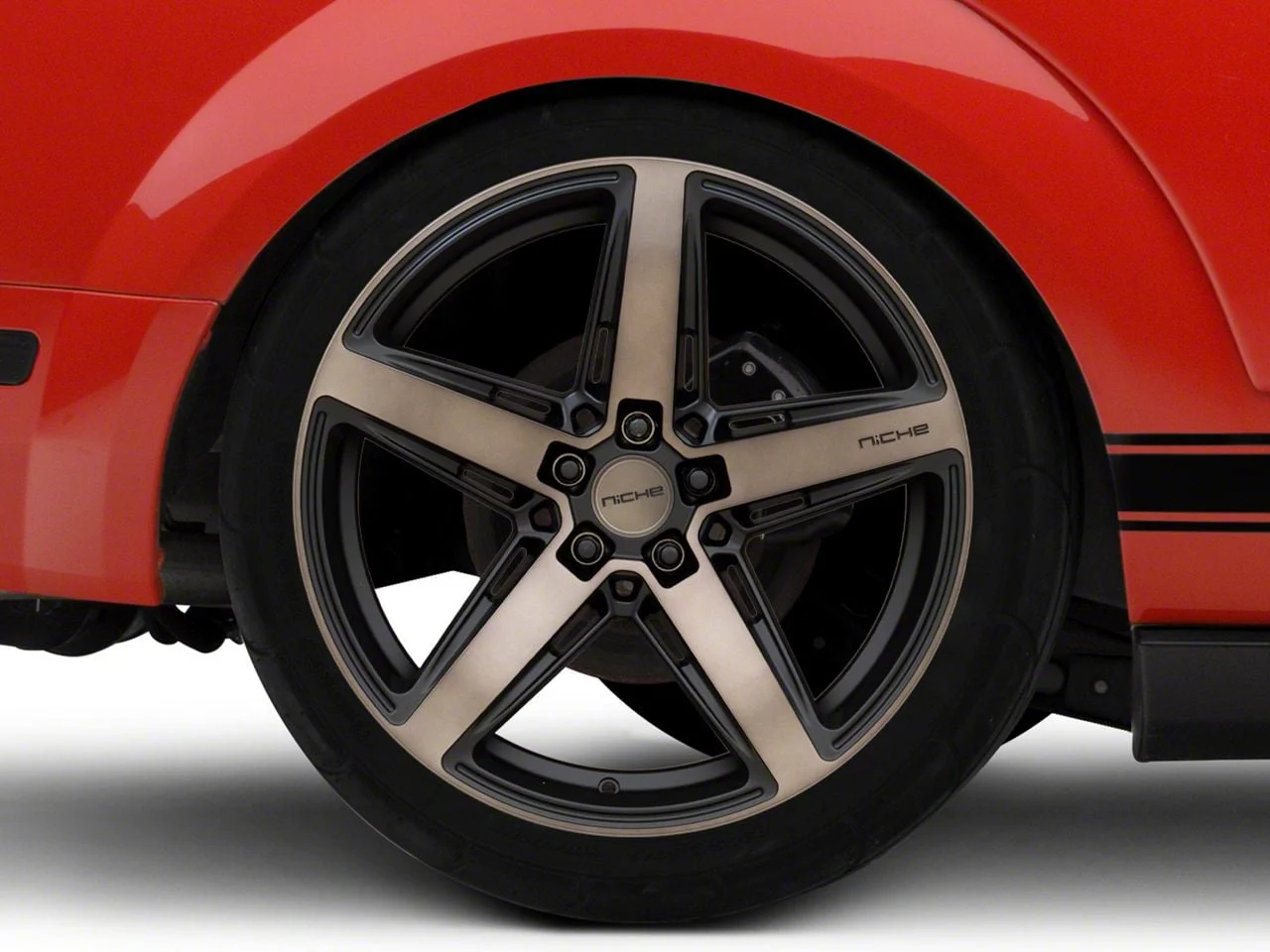 Niche Teramo Matte Black with Double Dark Tint Face Wheel; Rear Only; 20x11; 45mm Offset (05-09 Mustang)
