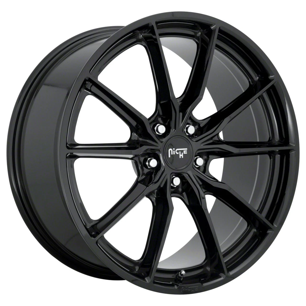Niche Rainier Gloss Black Wheel; Rear Only; 22x10.5; 20mm Offset (06-10 RWD Charger)