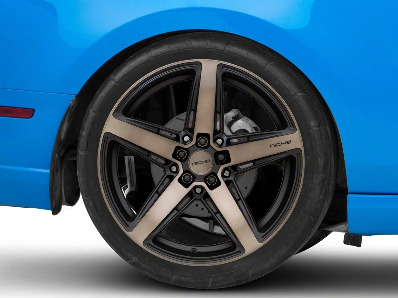Niche Teramo Matte Black with Double Dark Tint Face Wheel; Rear Only; 20x11; 45mm Offset (10-14 Mustang)