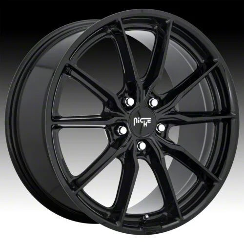 Niche Rainier Gloss Black Wheel; 22x9; 15mm Offset (08-23 RWD Challenger)