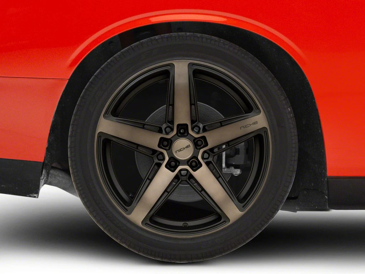 Niche Teramo Matte Black with Double Dark Tint Wheel; Rear Only; 20x11; 20mm Offset (08-23 RWD Challenger, Excluding Widebody)
