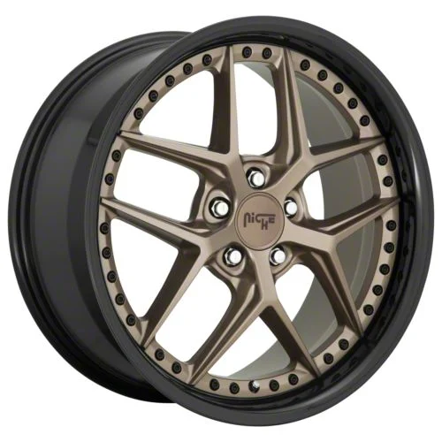 Niche Vice Matte Bronze Black Bead Ring Wheel; Rear Only; 20x10.5; 20mm Offset (11-23 RWD Charger)