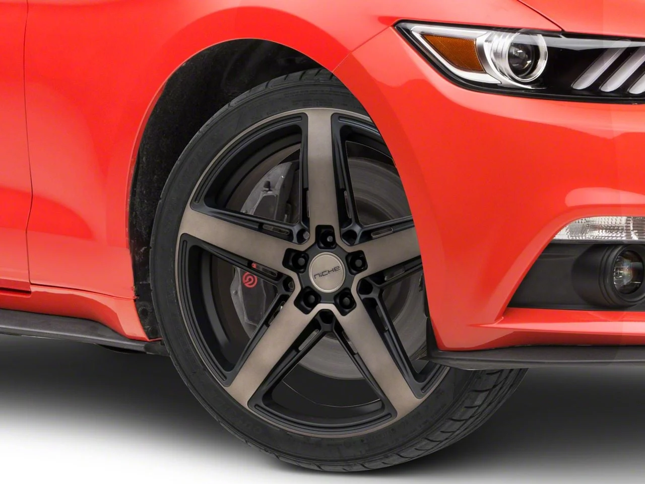 Niche Teramo Matte Black with Double Dark Tint Face Wheel; 20x9.5; 25mm Offset (15-23 Mustang GT, EcoBoost, V6)