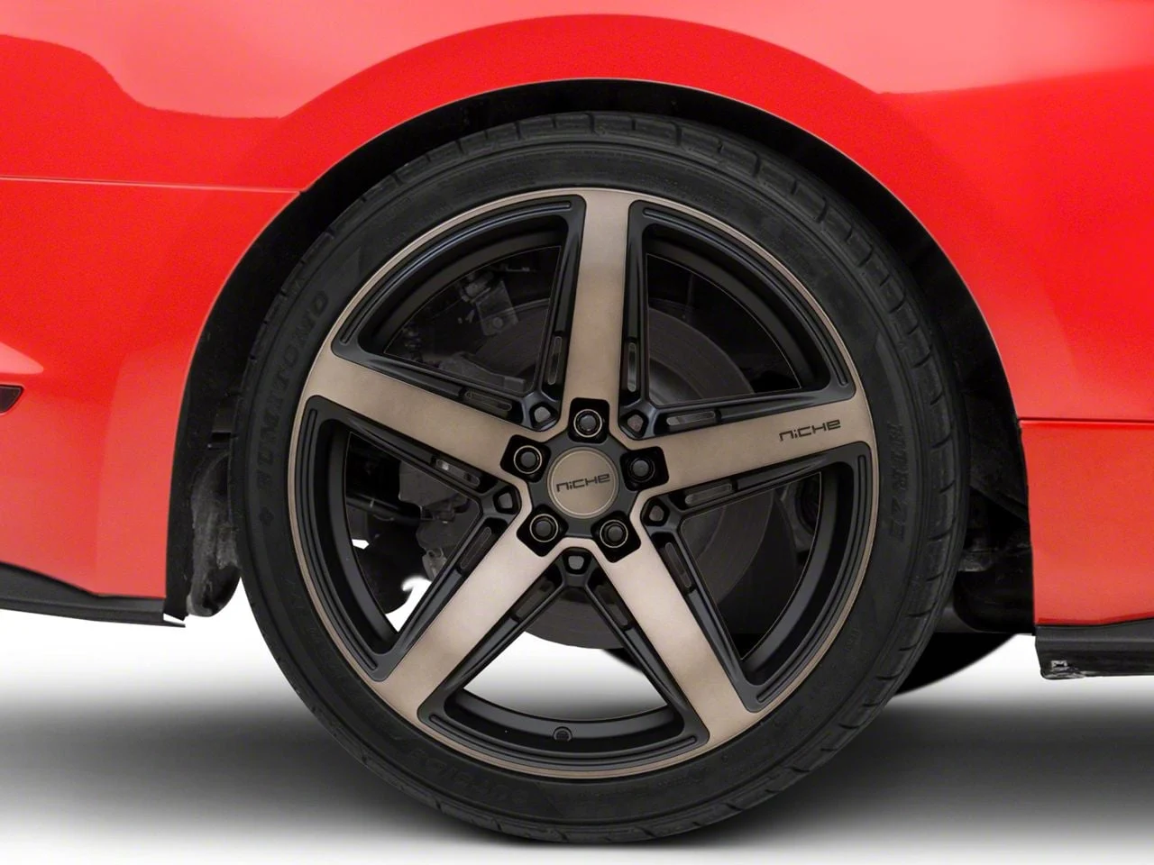 Niche Teramo Matte Black with Double Dark Tint Face Wheel; Rear Only; 20x11; 45mm Offset (15-23 Mustang GT, EcoBoost, V6)