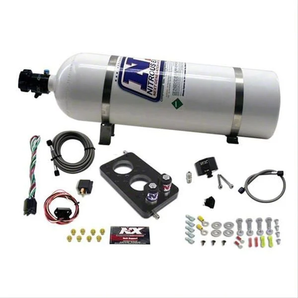 Nitrous Express 3-Valve Nitrous Plate System; 15 lb. Bottle (05-10 Mustang GT)