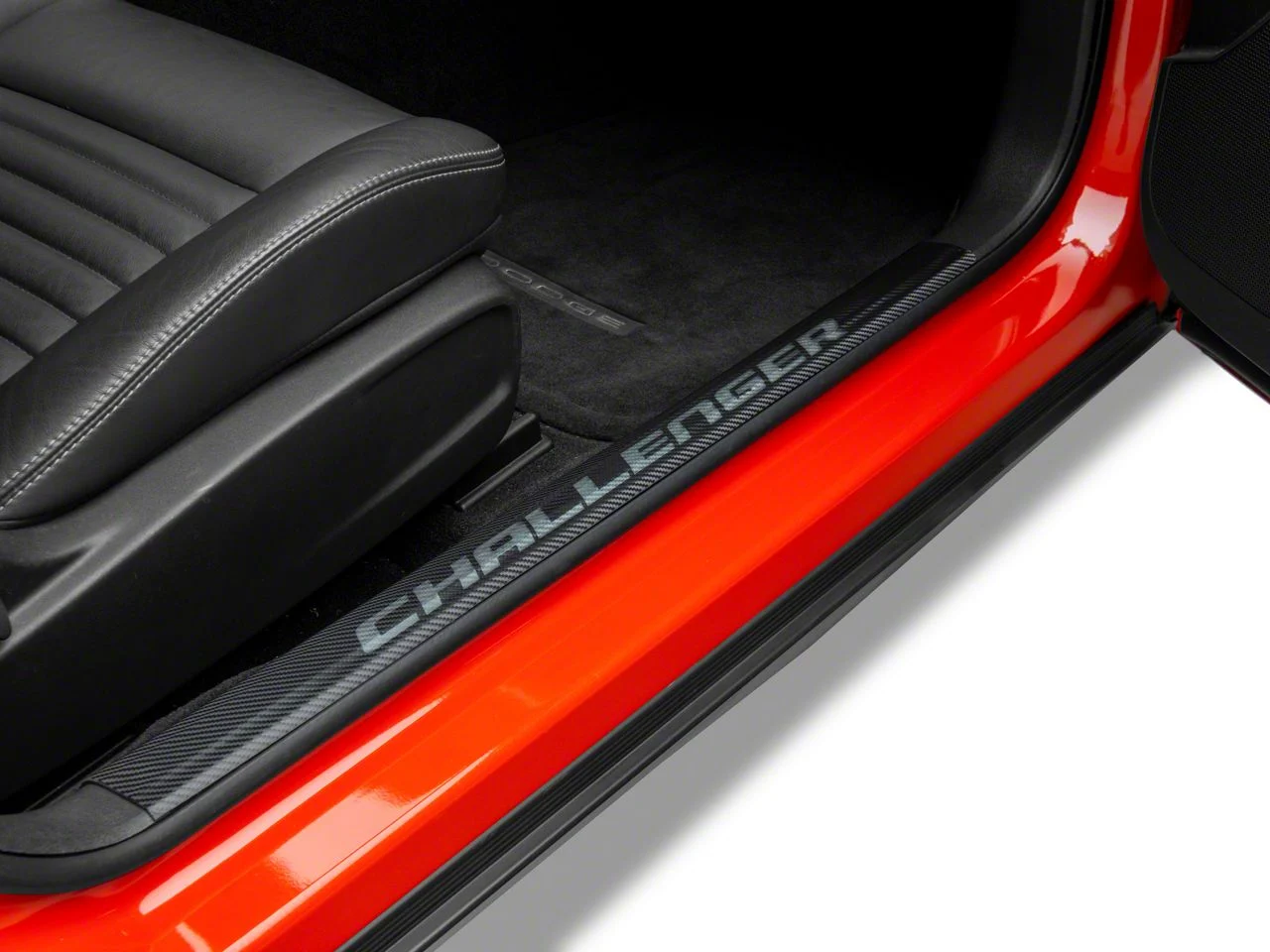 Mopar Licensed by SEC10 Carbon Fiber Door Sill Printed Decal; Clear (08-13 Challenger)