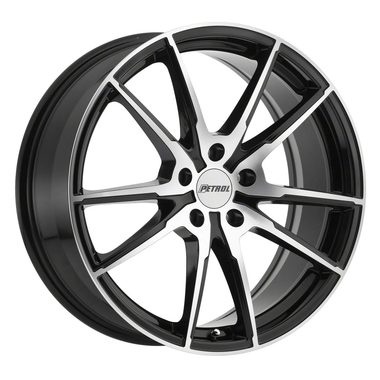 Petrol P0A Gloss Black Machined Wheel; 19x8; 40mm Offset (21-26 Mustang Mach-E)