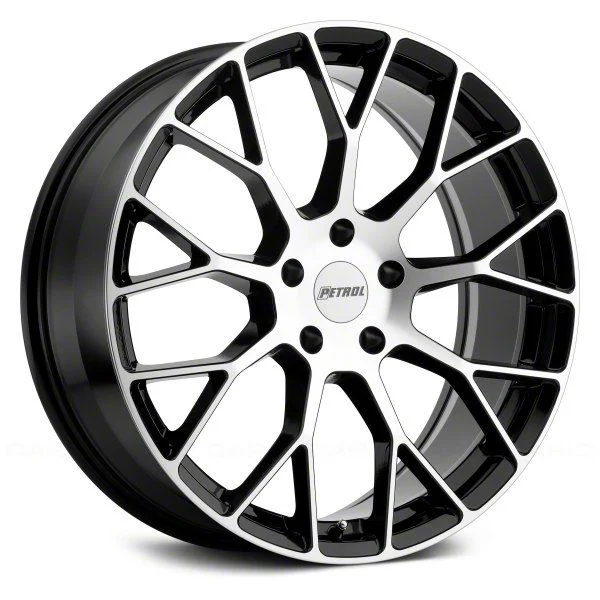Petrol P2B Gloss Black Machined Wheel; 18x8; 40mm Offset (21-26 Mustang Mach-E, Excluding GT)