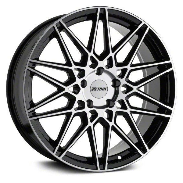 Petrol P3C Gloss Black Machined Wheel; 18x8; 40mm Offset (21-26 Mustang Mach-E, Excluding GT)