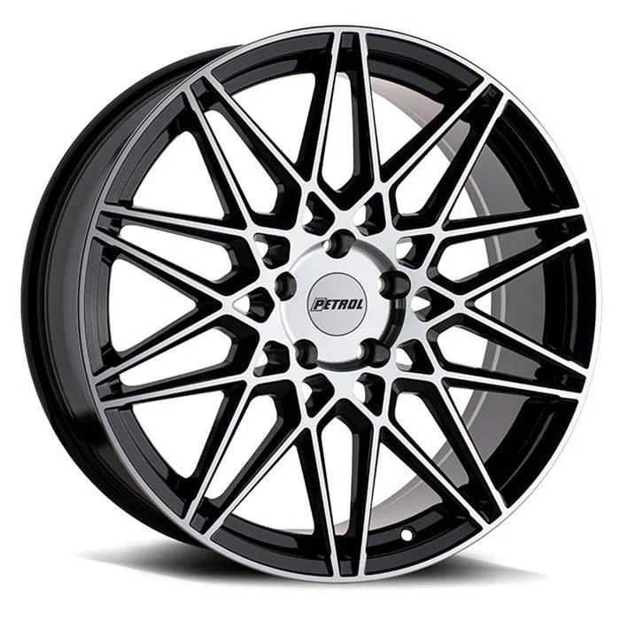 Petrol P3C Gloss Black Machined Wheel; 19x8; 40mm Offset (21-26 Mustang Mach-E)