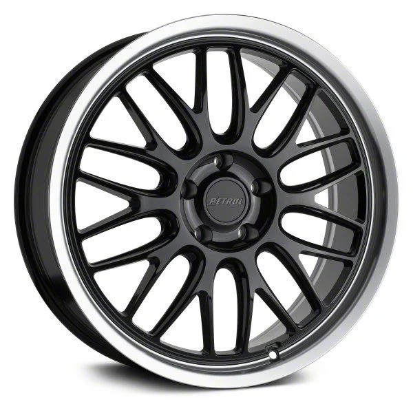 Petrol P4C Gloss Black Machined Wheel; 18x8; 40mm Offset (21-26 Mustang Mach-E, Excluding GT)
